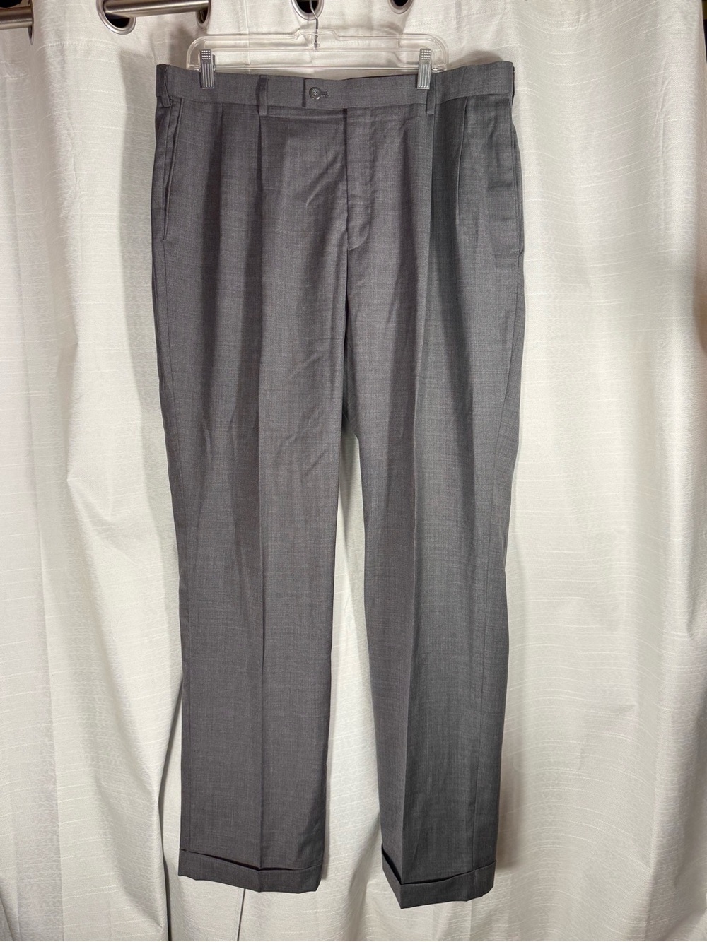 Louis Raphael 38/34 Wool Blend Gray Dress Pants - Classic Tailored Fit cuffs